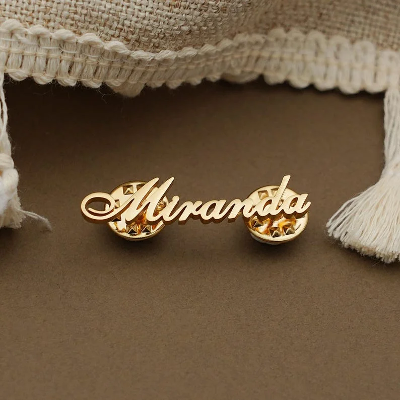 Personalized Cutout Name Brooch Pin for Men